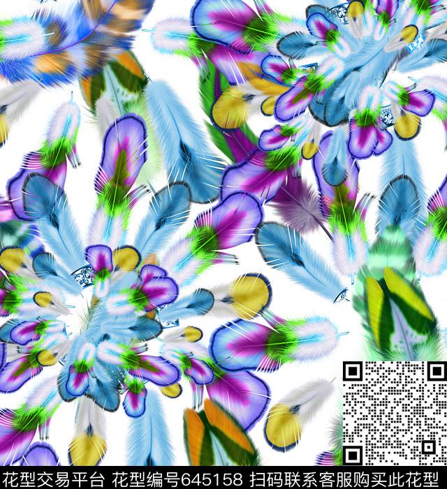 定位羽毛五彩羽毛数码印花华亿平台下载（图片编号: 645158） - 瓦栏（Walan）