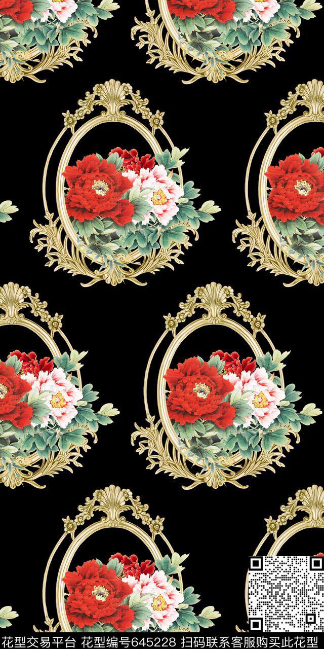 时尚大牌风女装复古花卉数码印花华亿平台下载（图片编号: 645228） - 瓦栏（Walan）