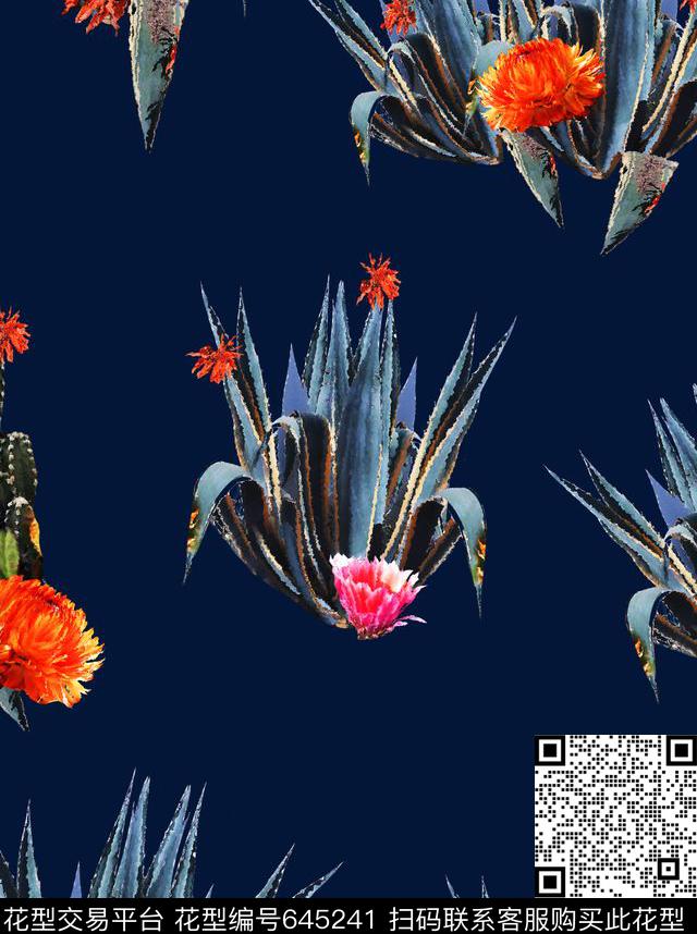 流行仙人掌数码印花华亿平台下载（图片编号: 645241） - 瓦栏（Walan）