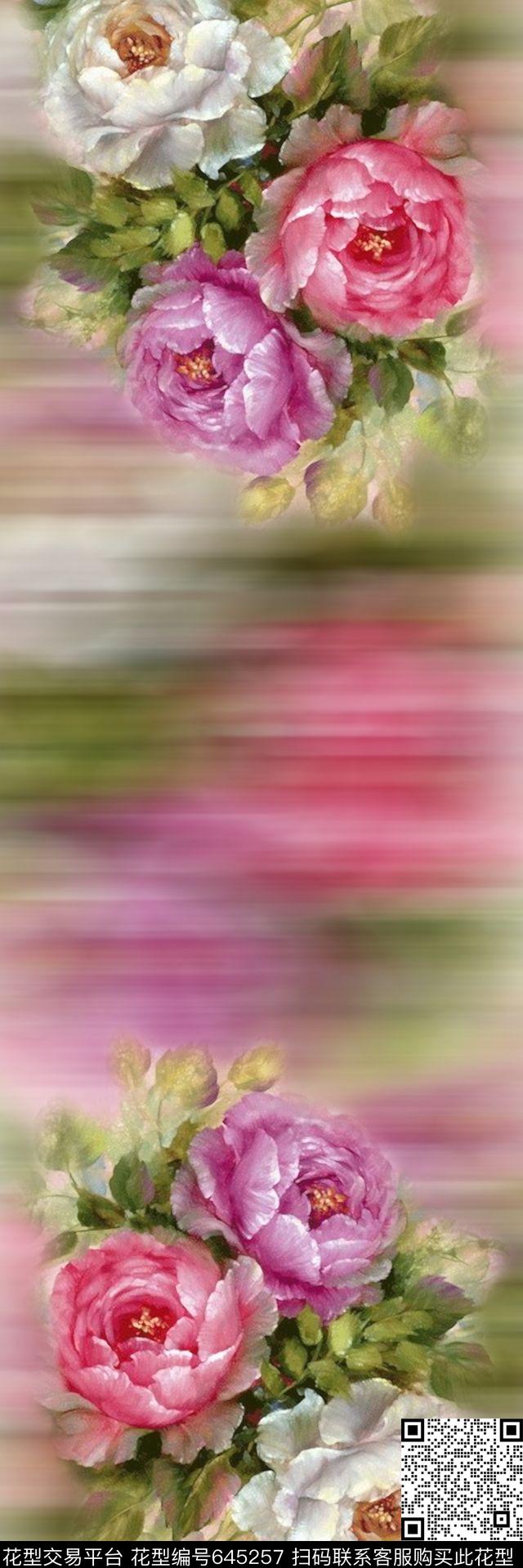 时尚梦幻花卉数码印花华亿平台下载（图片编号: 645257） - 瓦栏（Walan）