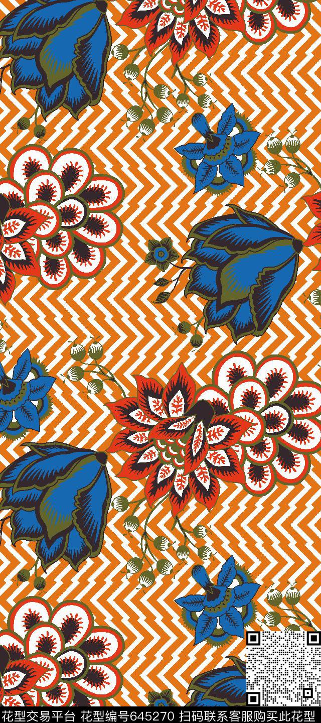 民族风传统花朵与几何图案组合几何肌理纹样传统印花华亿平台下载（图片编号: 645270） - 瓦栏（Walan）