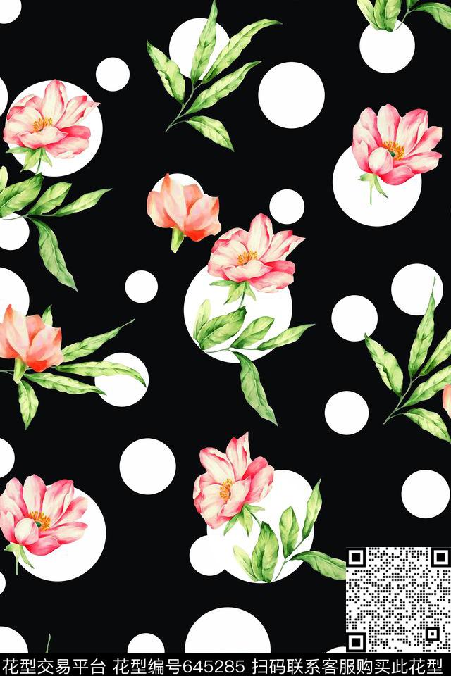 中国风花卉满版散花数码印花华亿平台下载（图片编号: 645285） - 瓦栏（Walan）