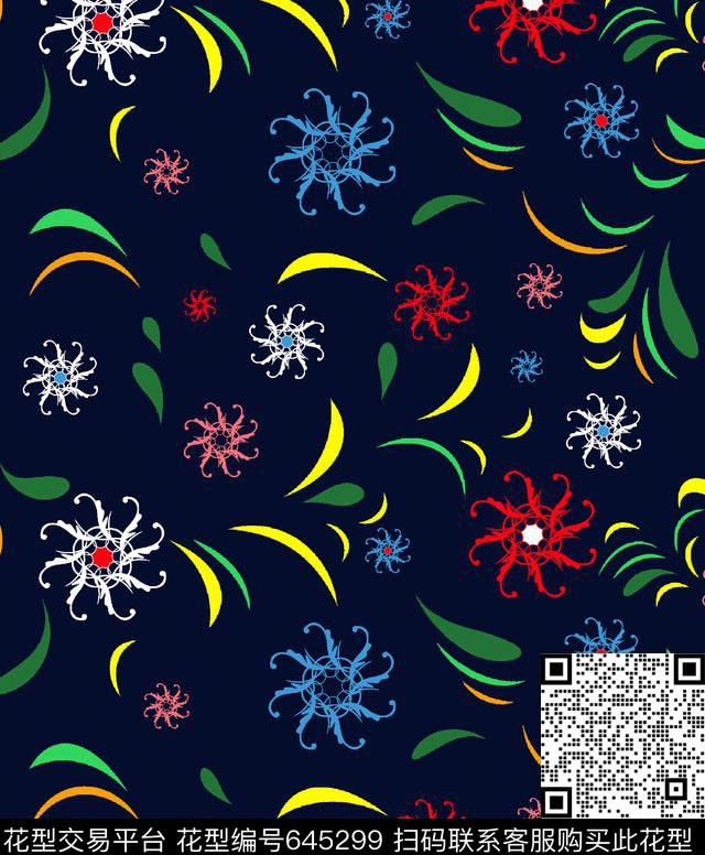 花朵花卉手绘花纹花枝传统印花华亿平台下载（图片编号: 645299） - 瓦栏（Walan）