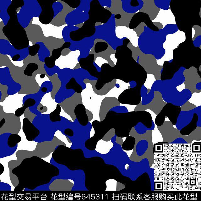 迷彩肌理蓝色传统印花华亿平台下载（图片编号: 645311） - 瓦栏（Walan）