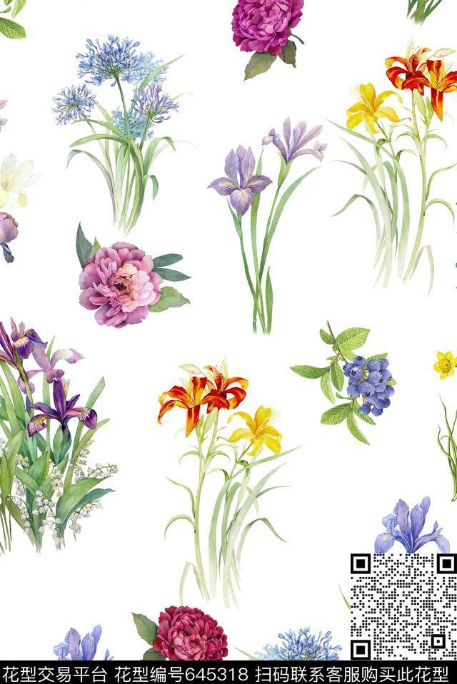 小碎花花朵女装数码印花华亿平台下载（图片编号: 645318） - 瓦栏（Walan）