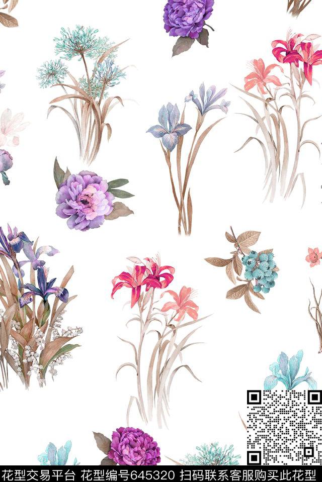 小碎花花朵女装数码印花华亿平台下载（图片编号: 645320） - 瓦栏（Walan）