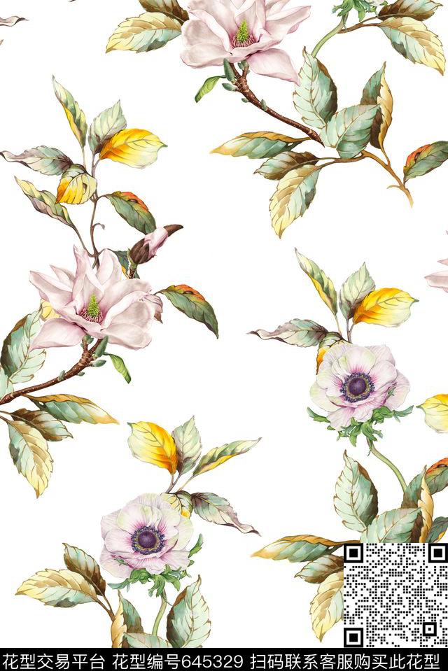 女装大花花朵数码印花华亿平台下载（图片编号: 645329） - 瓦栏（Walan）