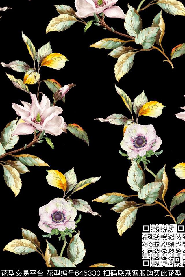 女装大花花朵数码印花华亿平台下载（图片编号: 645330） - 瓦栏（Walan）