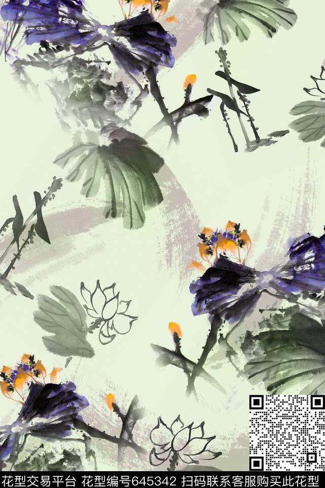 面料花花朵循环回位数码印花华亿平台下载（图片编号: 645342） - 瓦栏（Walan）