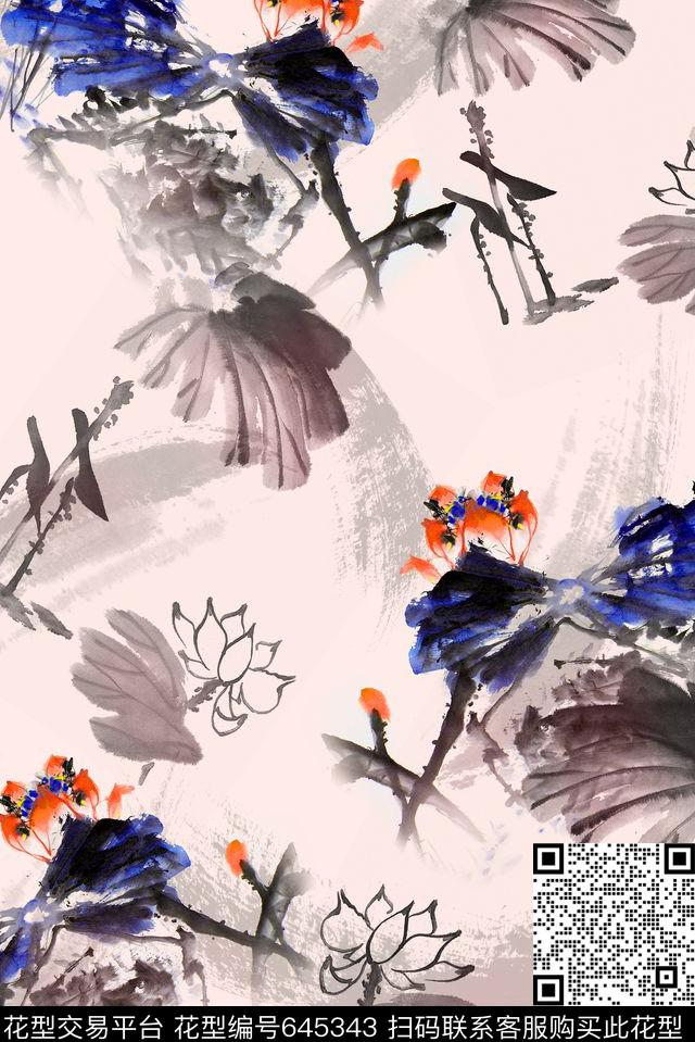 面料花花朵循环回位数码印花华亿平台下载（图片编号: 645343） - 瓦栏（Walan）