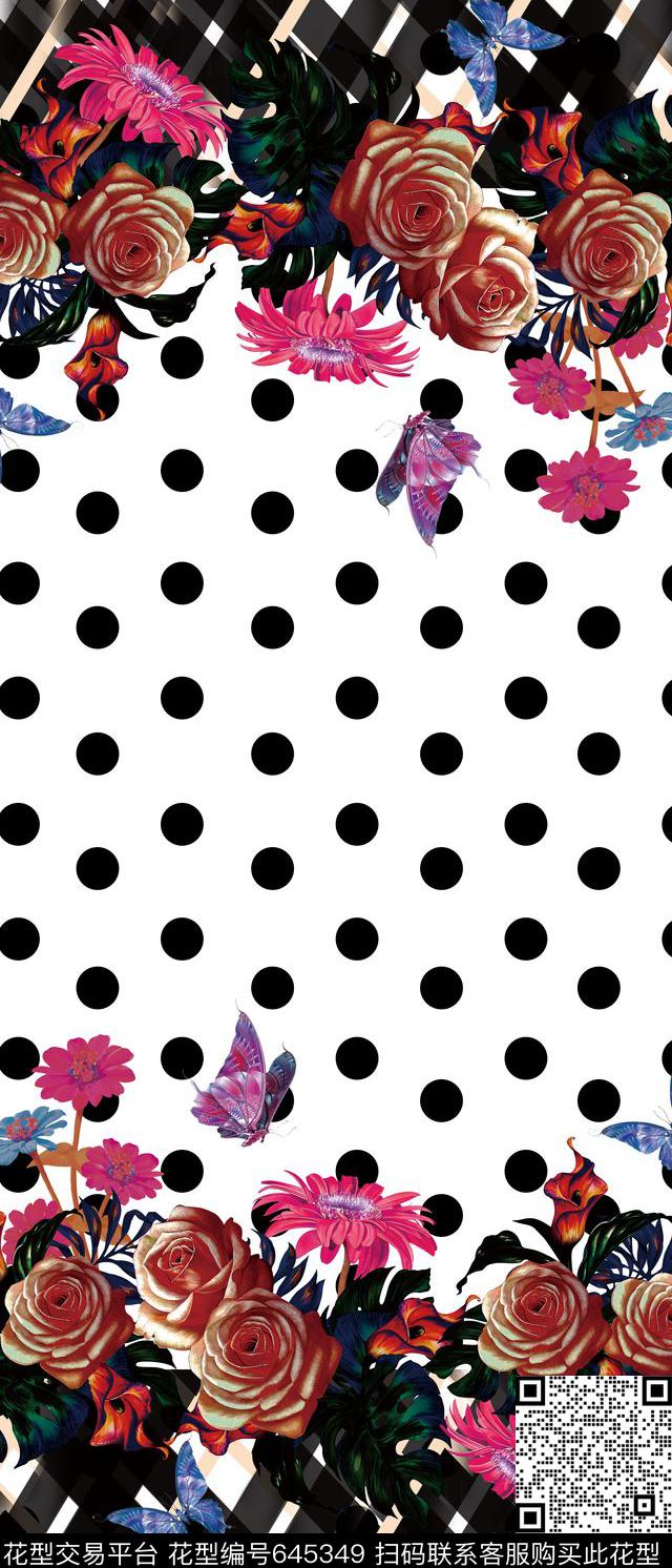 几何格子波点花卉蝴蝶玫瑰菊花数码印花华亿平台下载（图片编号: 645349） - 瓦栏（Walan）