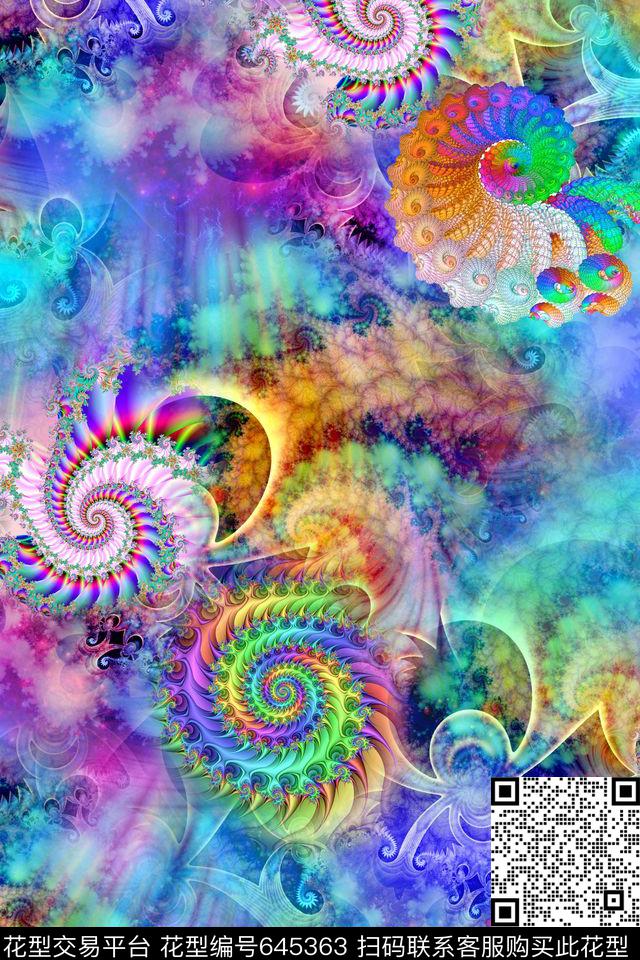光影绚丽分形数码印花华亿平台下载（图片编号: 645363） - 瓦栏（Walan）