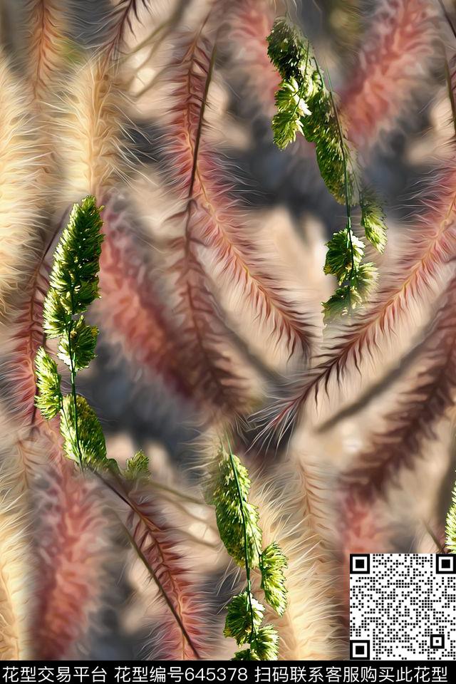 抽象狗尾巴草数码印花华亿平台下载（图片编号: 645378） - 瓦栏（Walan）