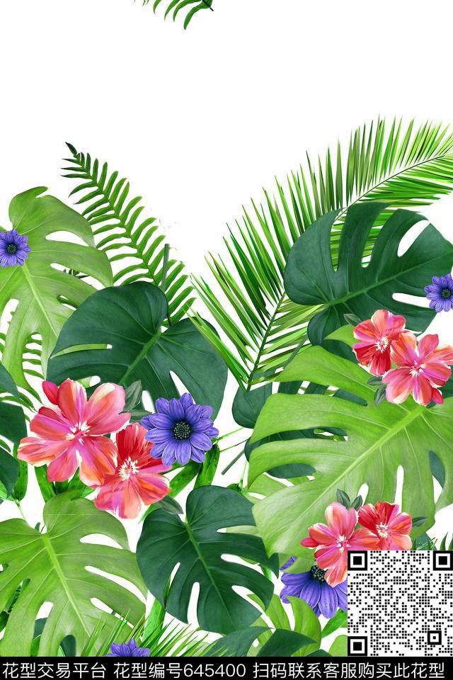 趣味花朵热带数码印花华亿平台下载（图片编号: 645400） - 瓦栏（Walan）