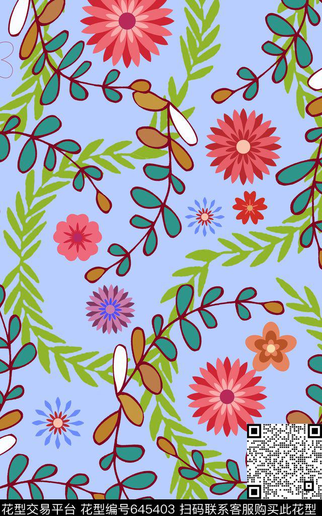 几何花卉矢量小碎花传统印花华亿平台下载（图片编号: 645403） - 瓦栏（Walan）