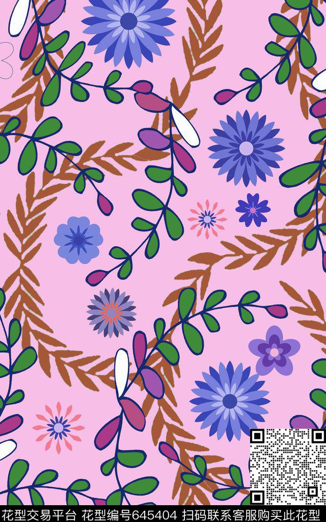 几何花卉矢量小碎花传统印花华亿平台下载（图片编号: 645404） - 瓦栏（Walan）