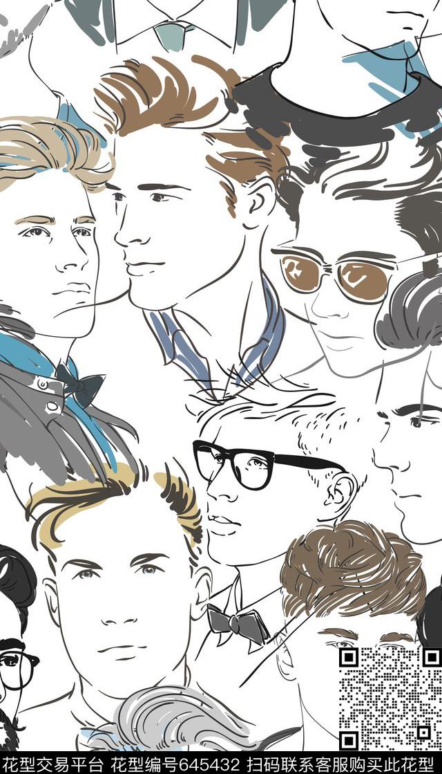 创意趣味人物数码印花华亿平台下载（图片编号: 645432） - 瓦栏（Walan）