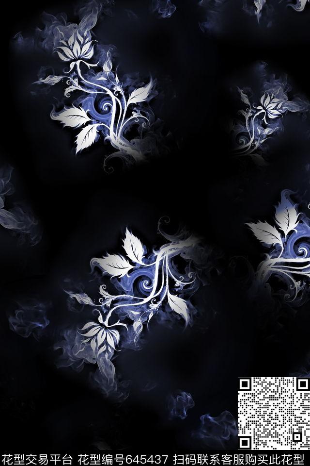 花卉火焰烟雾数码印花华亿平台下载（图片编号: 645437） - 瓦栏（Walan）