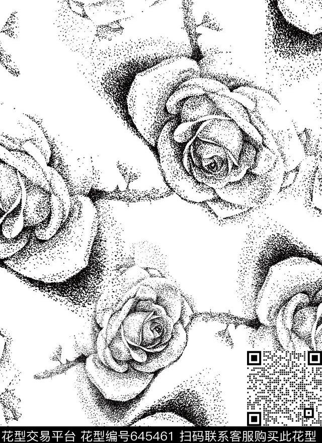 玫瑰牡丹花朵传统印花华亿平台下载（图片编号: 645461） - 瓦栏（Walan）