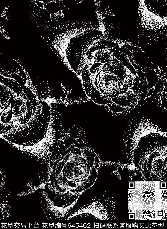 玫瑰牡丹花朵传统印花华亿平台下载（图片编号: 645462） - 瓦栏（Walan）