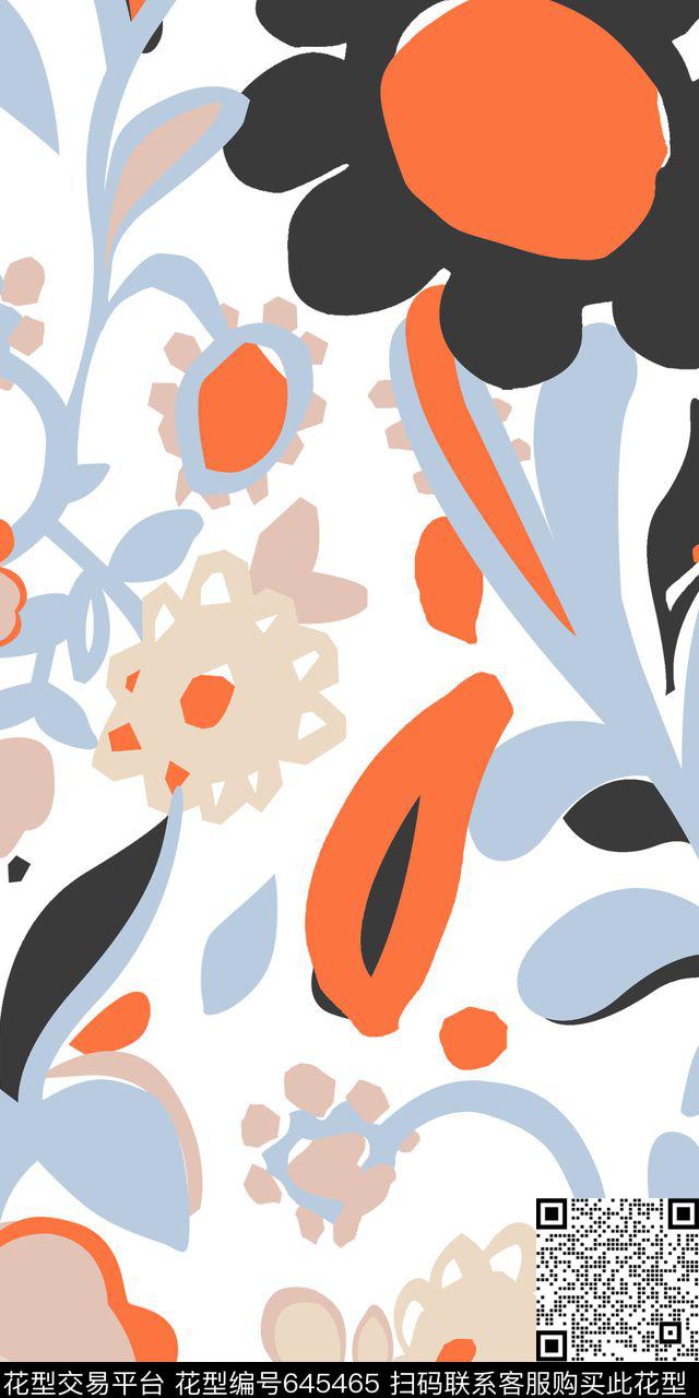 南美笔触民族风数码印花华亿平台下载（图片编号: 645465） - 瓦栏（Walan）