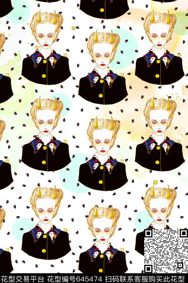 人物趣味波点数码印花华亿平台下载（图片编号: 645474） - 瓦栏（Walan）