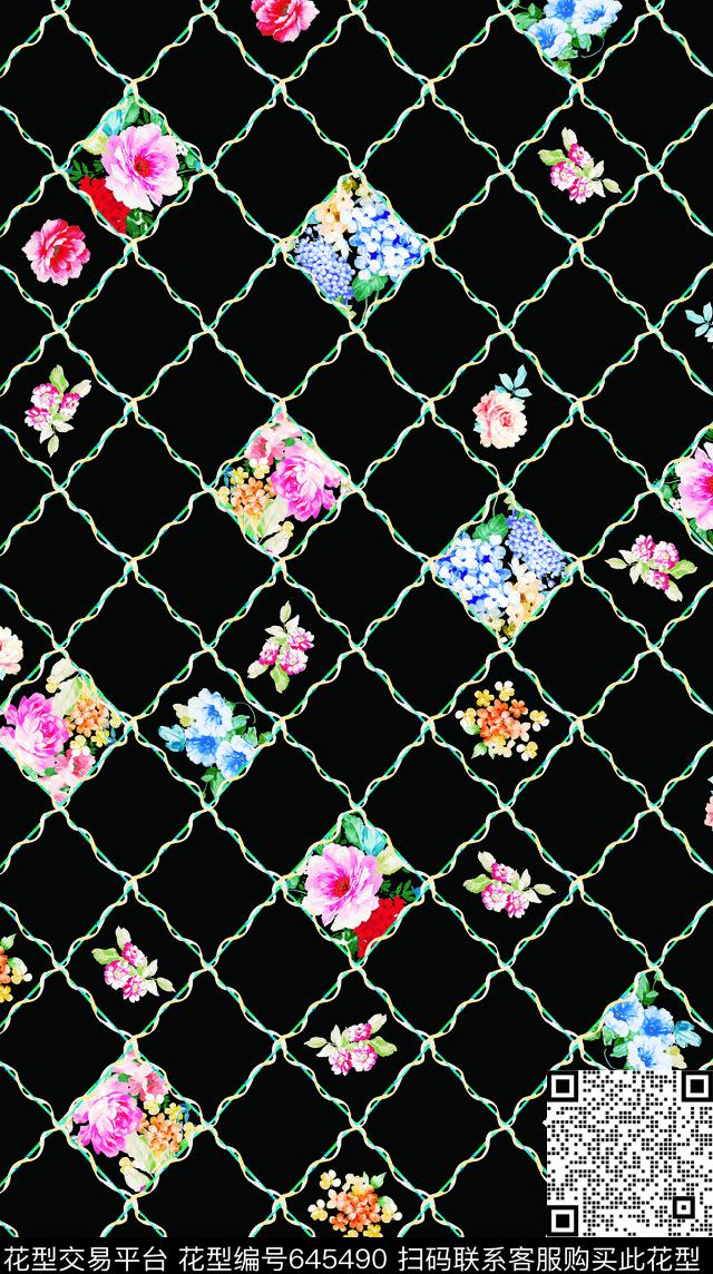 小碎花格子大牌风数码印花华亿平台下载（图片编号: 645490） - 瓦栏（Walan）