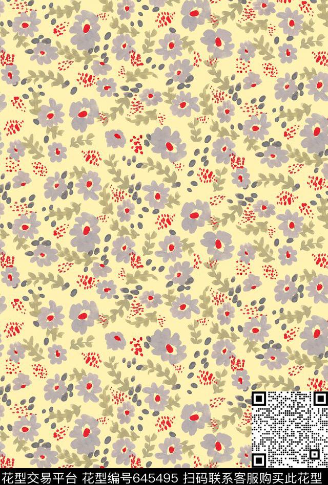 雏菊小碎花女装裙装传统印花华亿平台下载（图片编号: 645495） - 瓦栏（Walan）
