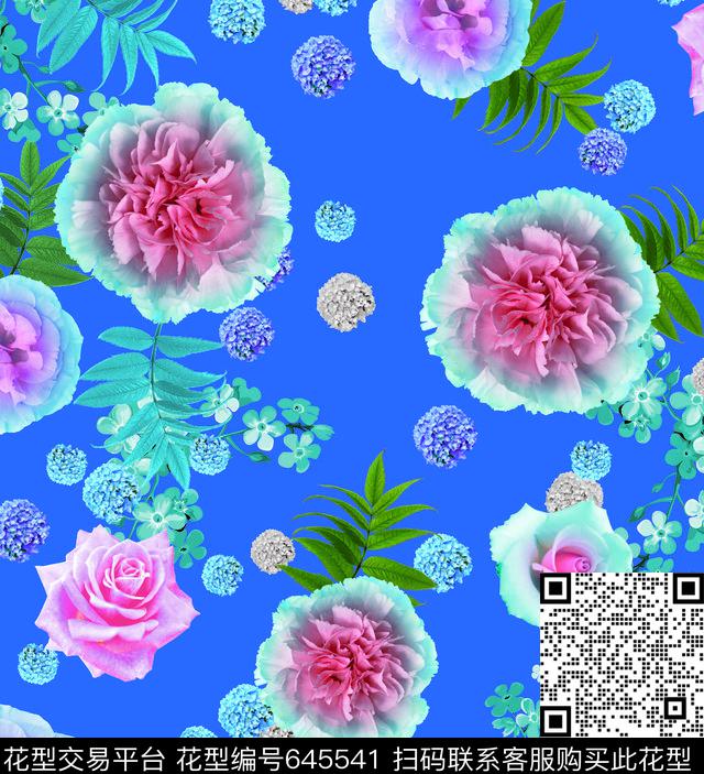 花卉散花女装数码印花华亿平台下载（图片编号: 645541） - 瓦栏（Walan）