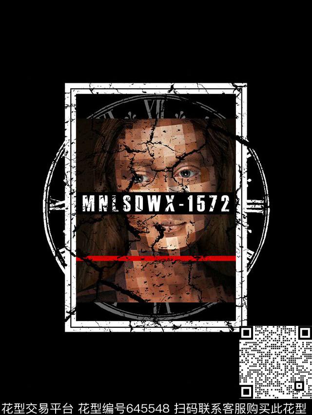 人物头像表盘男装T恤数码印花华亿平台下载（图片编号: 645548） - 瓦栏（Walan）