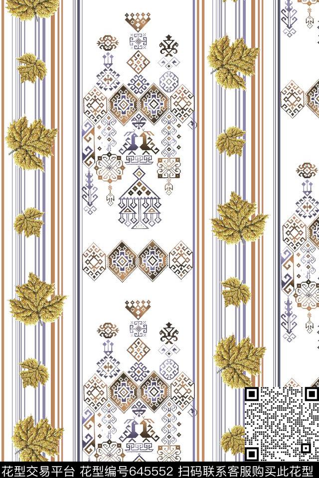 抽象手绘满版刺绣最新高清数码树叶民族风数码印花华亿平台下载（图片编号: 645552） - 瓦栏（Walan）
