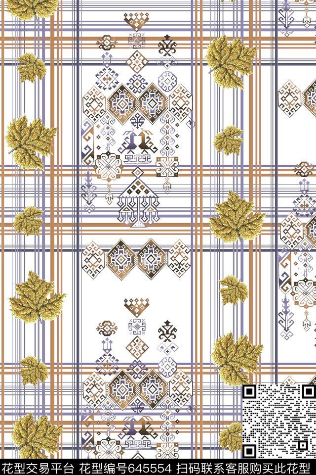 抽象手绘满版刺绣最新高清数码树叶民族风数码印花华亿平台下载（图片编号: 645554） - 瓦栏（Walan）