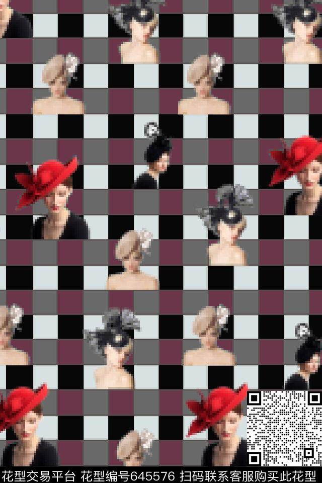 格子人物头像数码印花华亿平台下载（图片编号: 645576） - 瓦栏（Walan）
