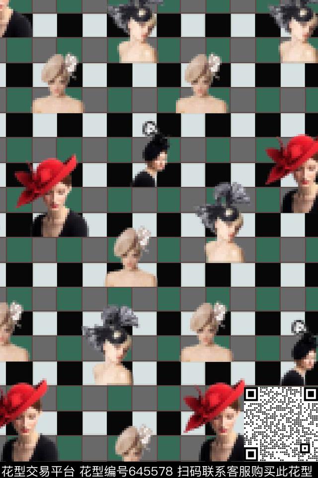 格子人物头像数码印花华亿平台下载（图片编号: 645578） - 瓦栏（Walan）