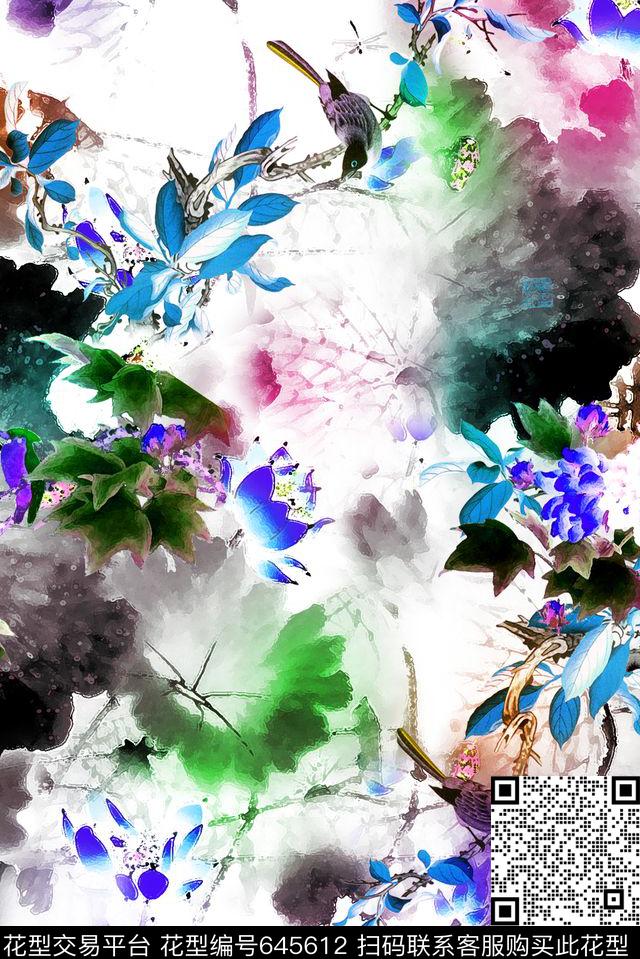 荷花面料花花卉数码印花华亿平台下载（图片编号: 645612） - 瓦栏（Walan）