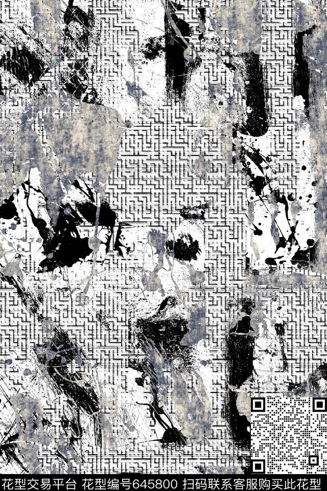 纹理笔触男装数码印花华亿平台下载（图片编号: 645800） - 瓦栏（Walan）