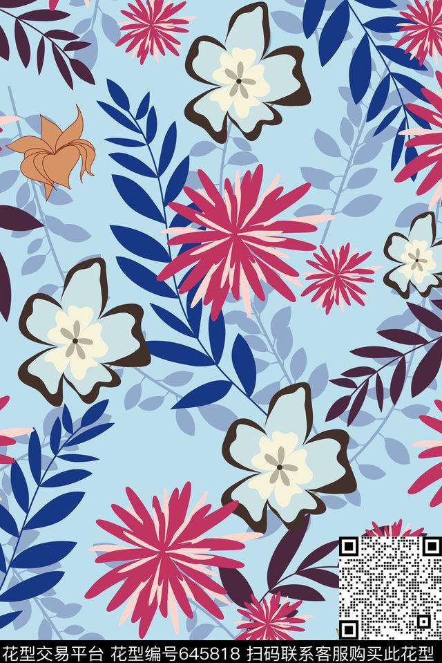 小碎花植物传统印花华亿平台下载（图片编号: 645818） - 瓦栏（Walan）