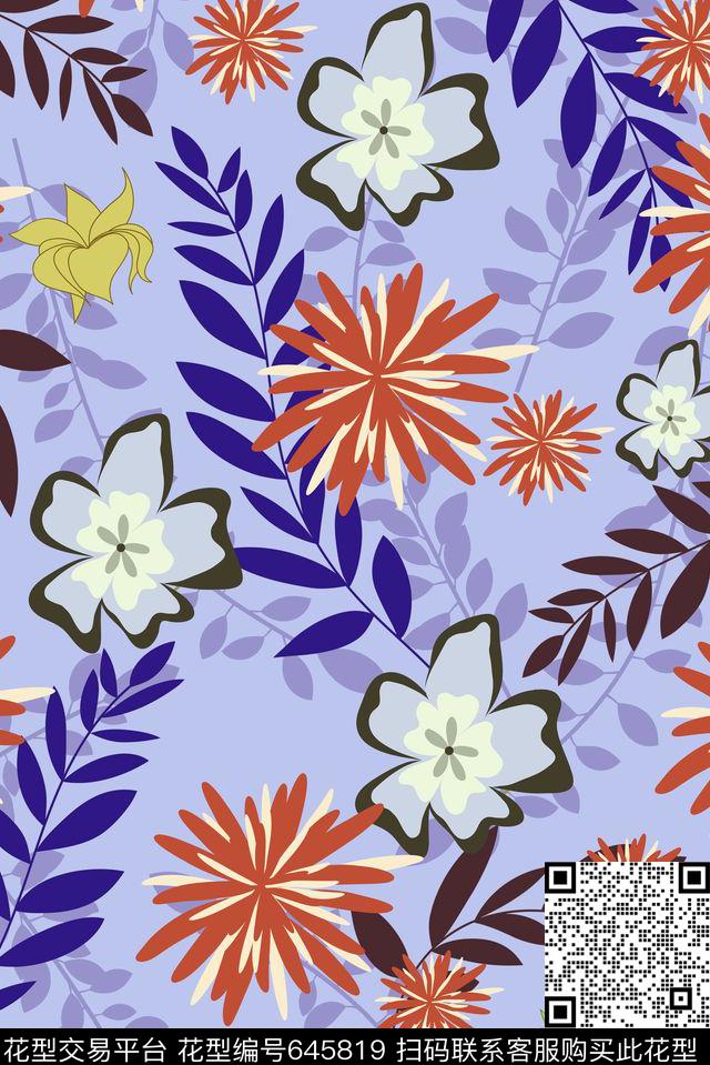 小碎花植物传统印花华亿平台下载（图片编号: 645819） - 瓦栏（Walan）