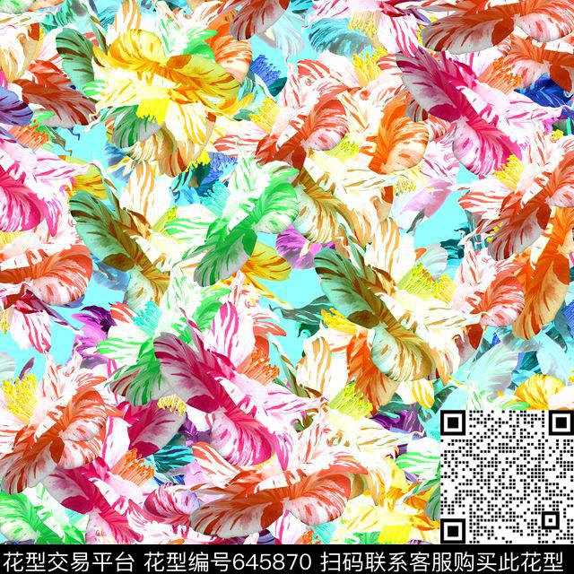 植物花卉复古数码印花华亿平台下载（图片编号: 645870） - 瓦栏（Walan）