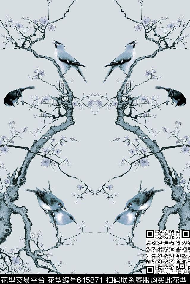 Fei-女装Fei-创意花卉鸟数码印花华亿平台下载（图片编号: 645871） - 瓦栏（Walan）