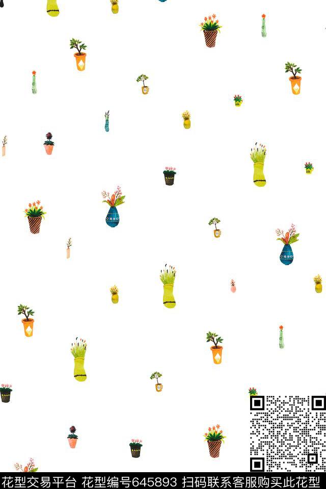 童装清新小花组合手绘数码印花华亿平台下载（图片编号: 645893） - 瓦栏（Walan）