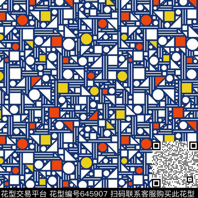 三角形方格圆形传统印花华亿平台下载（图片编号: 645907） - 瓦栏（Walan）