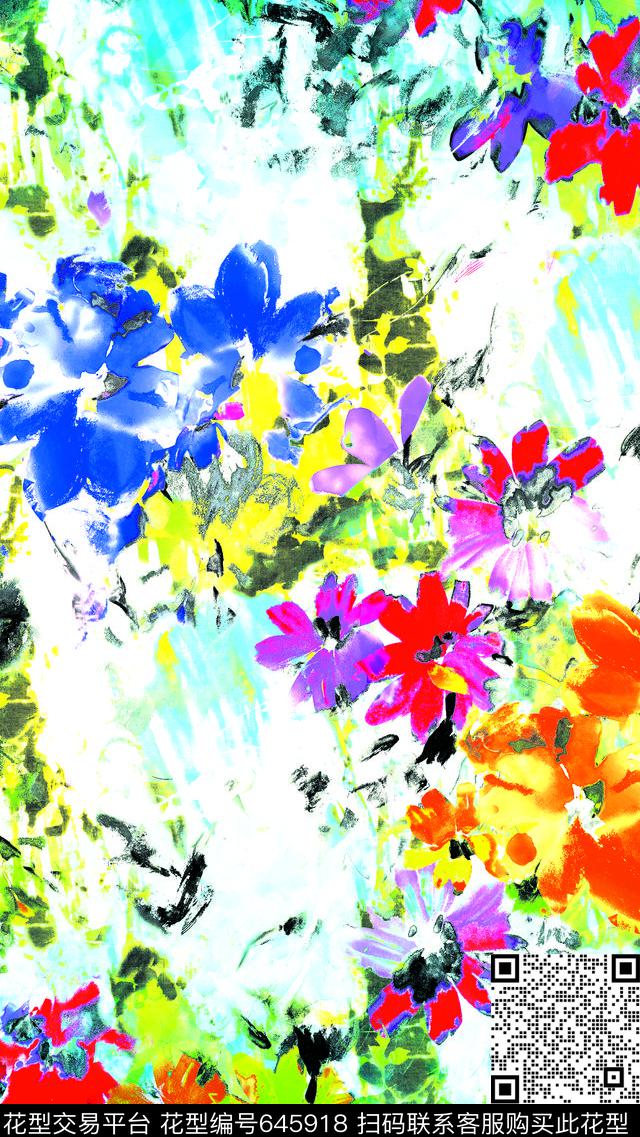 乱花花朵花卉数码印花华亿平台下载（图片编号: 645918） - 瓦栏（Walan）