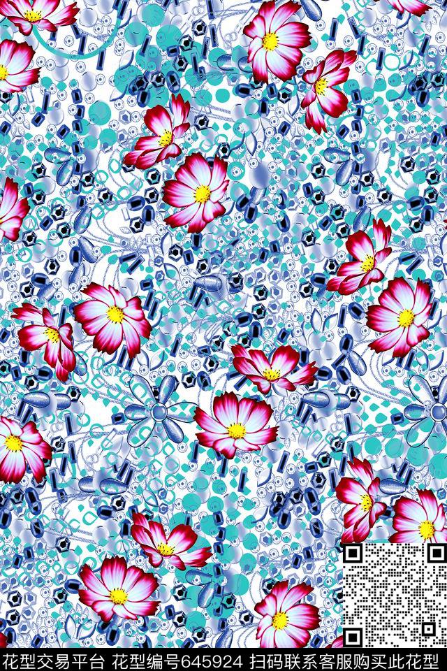 花卉珠宝波点数码印花华亿平台下载（图片编号: 645924） - 瓦栏（Walan）