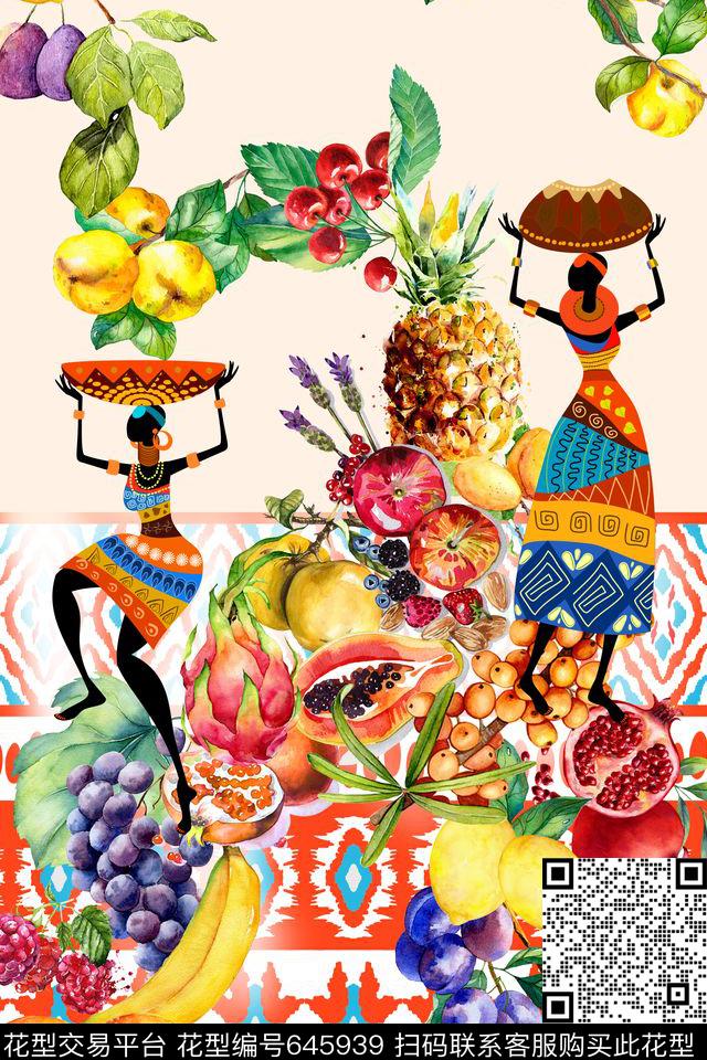 民族风热带水果土耳其风格数码印花华亿平台下载（图片编号: 645939） - 瓦栏（Walan）