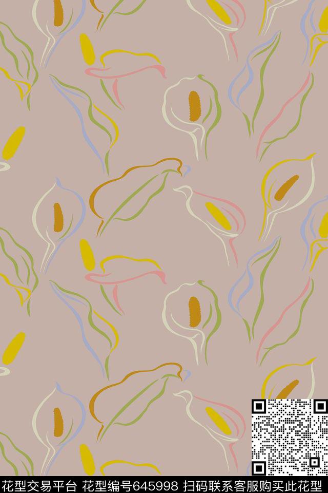 大花花朵花卉传统印花华亿平台下载（图片编号: 645998） - 瓦栏（Walan）