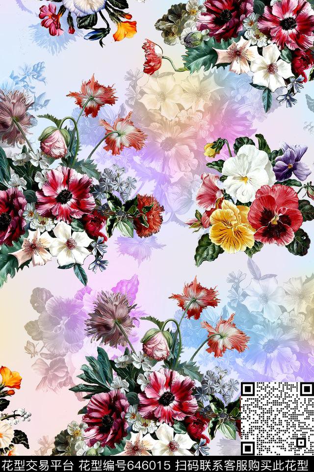 时尚炫彩手绘数码印花华亿平台下载（图片编号: 646015） - 瓦栏（Walan）