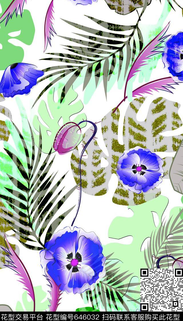 矢量纯色叠加数码印花华亿平台下载（图片编号: 646032） - 瓦栏（Walan）