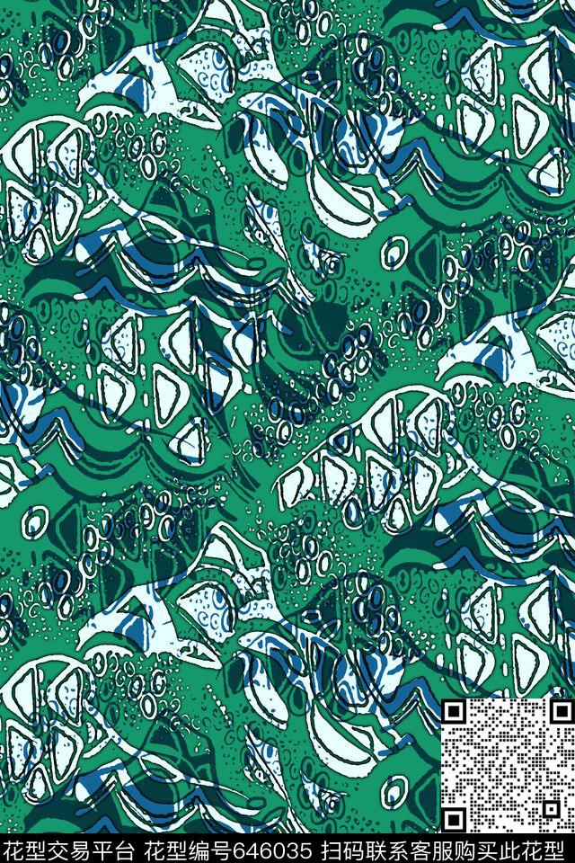 抽象手绘几何传统印花华亿平台下载（图片编号: 646035） - 瓦栏（Walan）