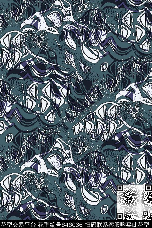 抽象手绘几何传统印花华亿平台下载（图片编号: 646036） - 瓦栏（Walan）